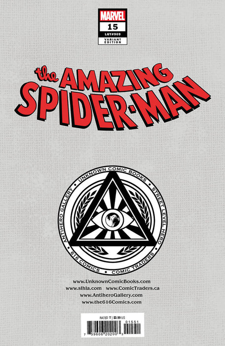 Amazing Spider-Man #15 [Dwb] Unknown Comics R1C0 Exclusive Virgin Var (12/14/2022) - for just $20! 
