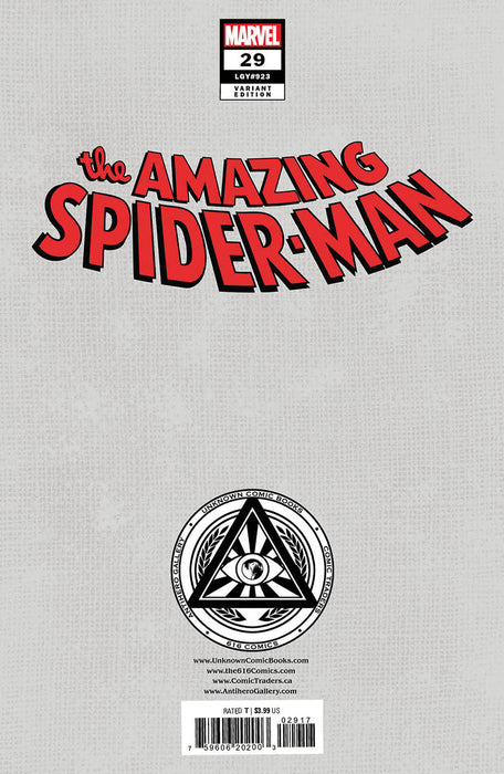 [Signed by Nathan Szerdy] [FOIL]  AMAZING SPIDER-MAN #29 UNKNOWN COMICS NATHAN SZERDY EXCLUSIVE VIRGIN VAR [IN STOCK] - for just $50! 