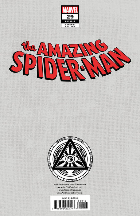 [Foil] Amazing Spider-Man #29 Unknown Comics Nathan Szerdy Exclusive Virgin Var (09/27/2023) - for just $40! 