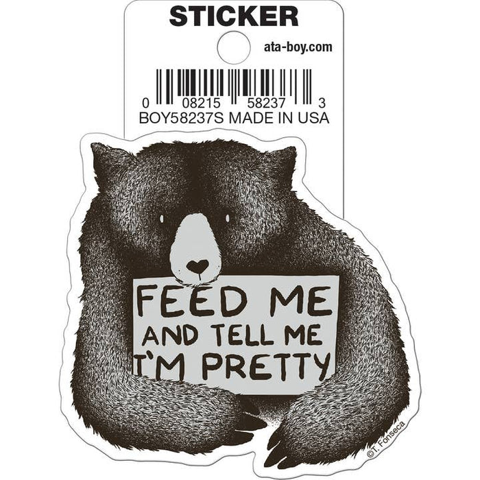Tobe Fonseca: Feed Me and Tell Me Im Pretty Bear Die Cut Vinyl Sticker - 3" - for just $3! 