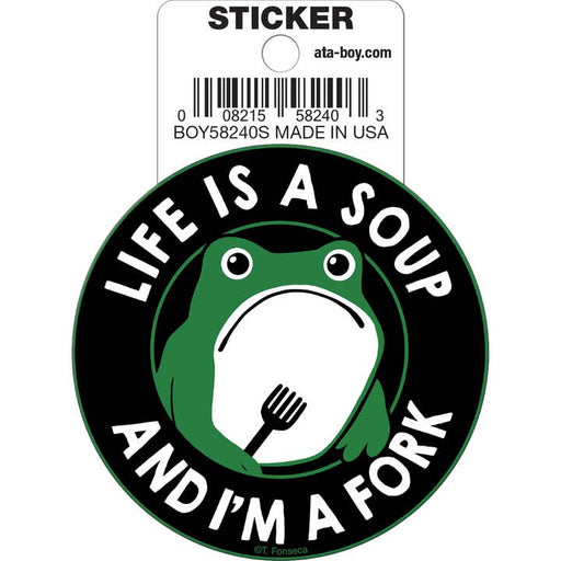 Tobe Fonseca: Life is a Soup and I'm a Fork Frog Die Cut Vinyl Sticker - 3" - for just $3! 