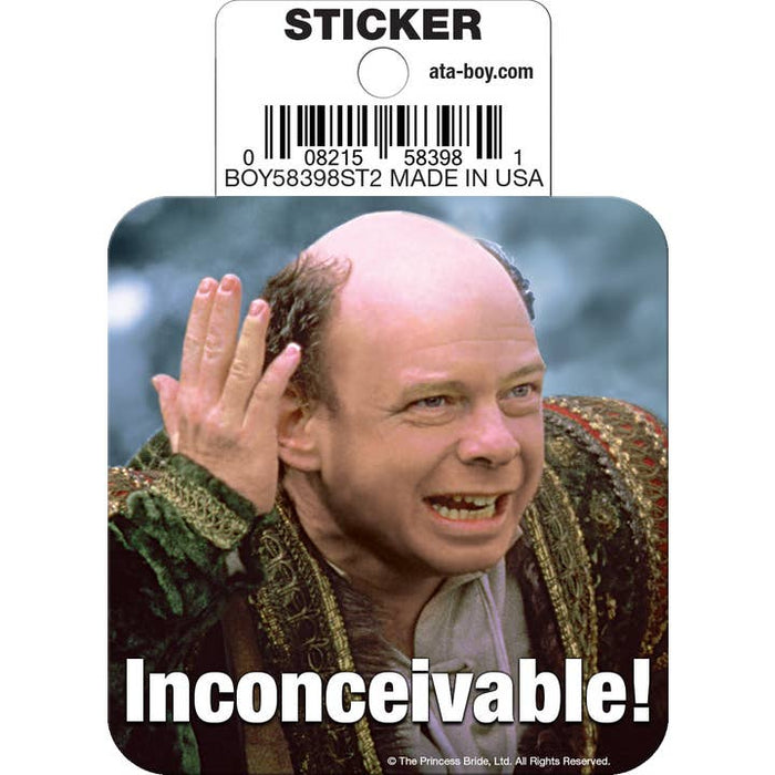 Ata-Boy Stickers: Die Cut Vinyl Sticker - 3" - Princess Bride - Vizzini - Inconceivable - for just $2.99! 