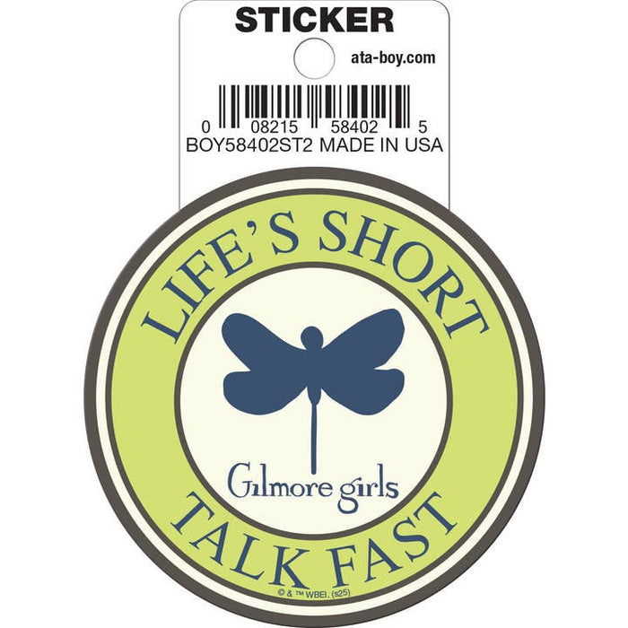 Ata-Boy Stickers: Die Cut Vinyl Sticker - 3" -  Gilmore Girls - Life's Short Talk Fast - for just $2.99! 