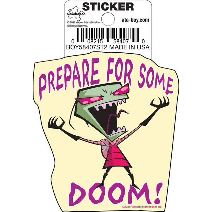 Ata-Boy Stickers: Die Cut Vinyl Sticker - 3" - Invader Zim - Prepare For Some Doom Quote - for just $2.99! 
