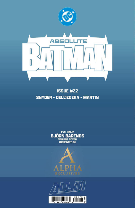 ABSOLUTE BATMAN #22 BJORN BARENDS EXCLUSIVE VIRGIN VAR (07/08/2026) - for just $50! 