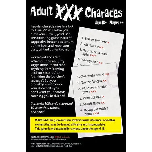 Adult XXX Charades Card Game Outset - for just $14.99! 