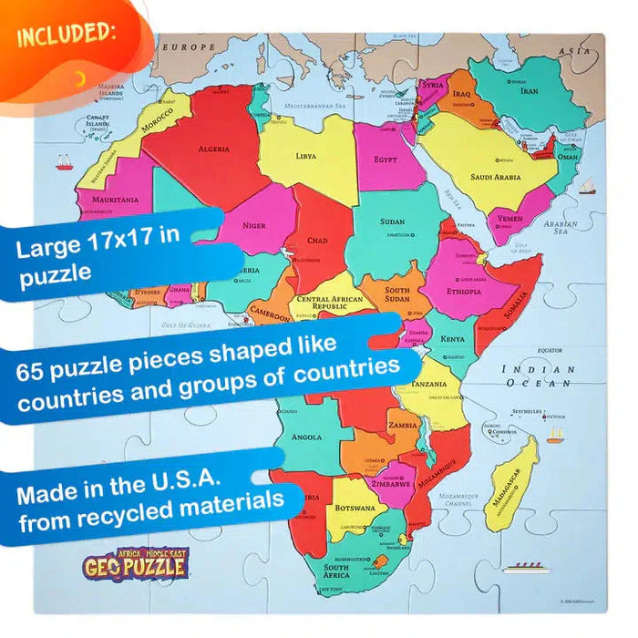 Africa & Middle East GeoPuzzle 65 Piece Jigsaw Puzzle Geotoys - for just $21.99! 