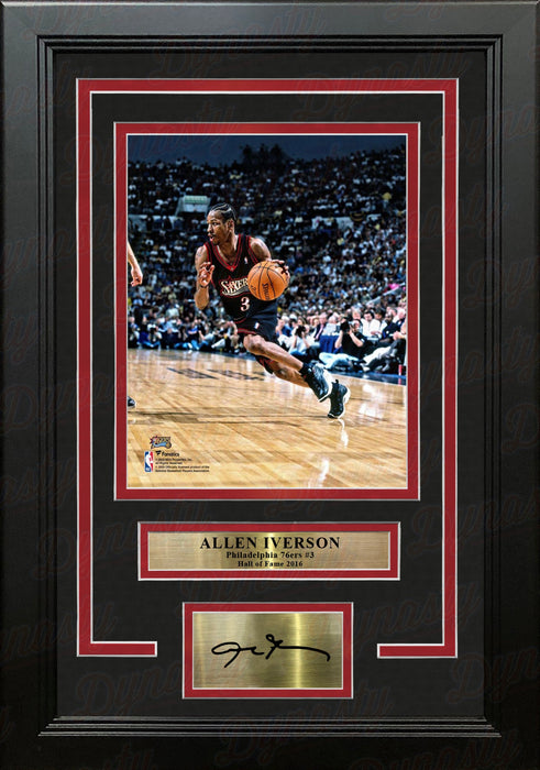 Allen Iverson in Action Philadelphia 76ers 8" x 10" Framed Basketball Photo with Engraved Autograph - for just $79.99! 