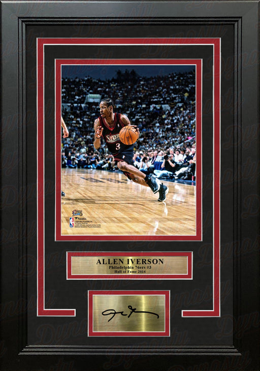 Allen Iverson in Action Philadelphia 76ers 8" x 10" Framed Basketball Photo with Engraved Autograph - for just $79.99! 
