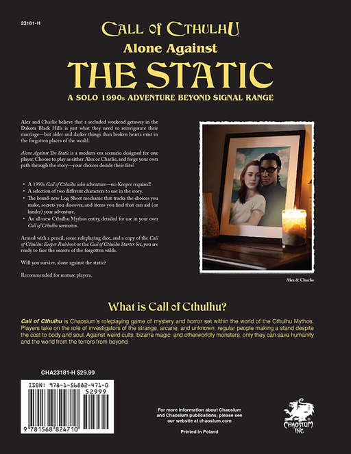 Call of Cthulhu: Alone Against the Static - A Solo Adventure - for just $29.99! 