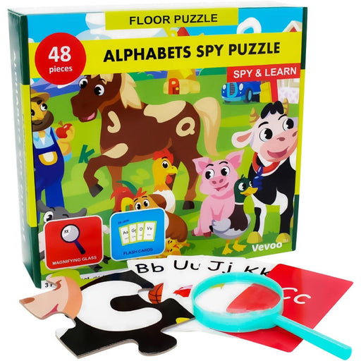 Alphabets Spy 48 Piece Floor Jigsaw Puzzle with Flashcards & Magnifying Glass - for just $19.99! 