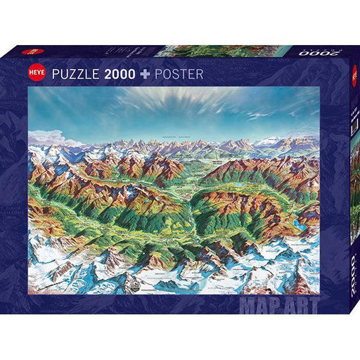 Alpine Mountain World Map Art 2000 Piece Jigsaw Puzzle Heye - for just $49.99! 
