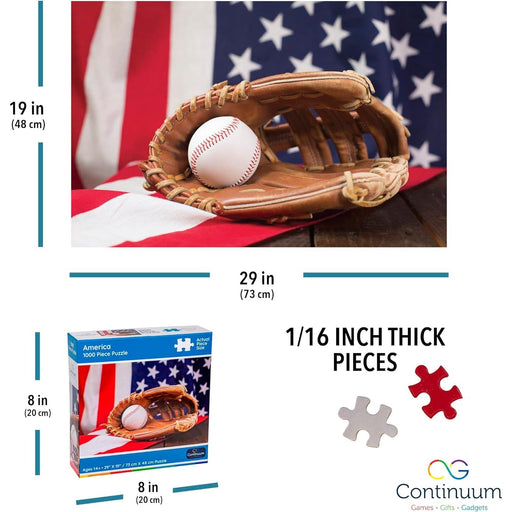 American Flag & Baseball Mitt 1000 Piece Jigsaw Puzzle Continuum - for just $14.99! 