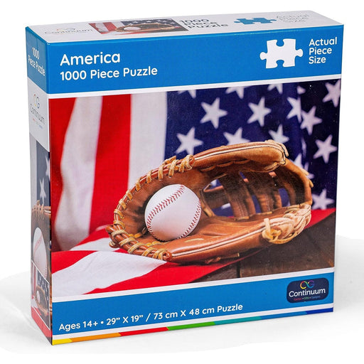 American Flag & Baseball Mitt 1000 Piece Jigsaw Puzzle Continuum - for just $14.99! 