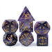 Amethyst with Embellishment - Gemstone Engraved with Gold RPG Dice Set - for just $114.99! 