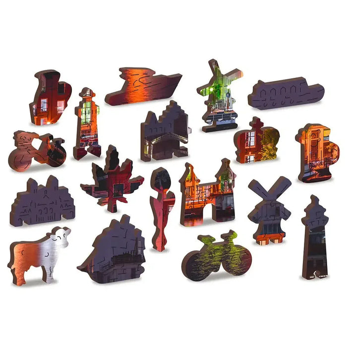 Amsterdam by Night 150 Piece Wood Jigsaw Puzzle Wooden City - for just $19.99! 
