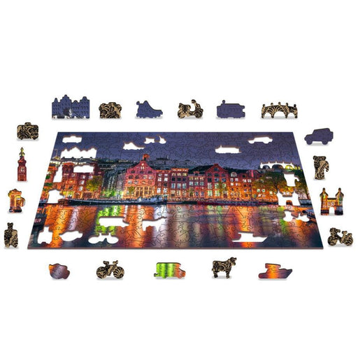 Amsterdam by Night 300 Piece Wood Jigsaw Puzzle Wooden City - for just $24.99! 