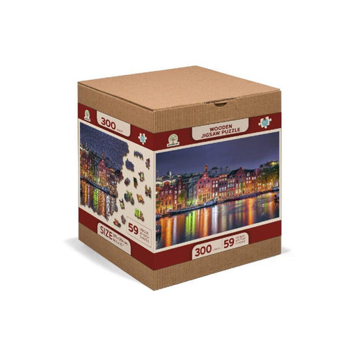 Amsterdam by Night 300 Piece Wood Jigsaw Puzzle Wooden City - for just $24.99! 