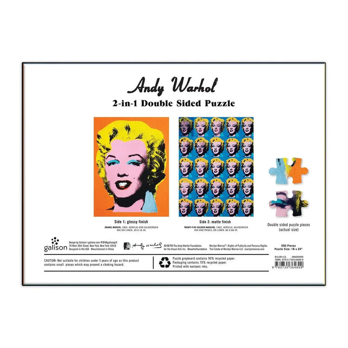 Andy Warhol Marilyn Double-Sided 500 Piece Jigsaw Puzzle Galison - for just $17.99! 