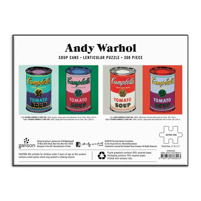 Andy Warhol Soup Cans 300 Piece Lenticular Jigsaw Puzzle Galison - for just $14.99! 