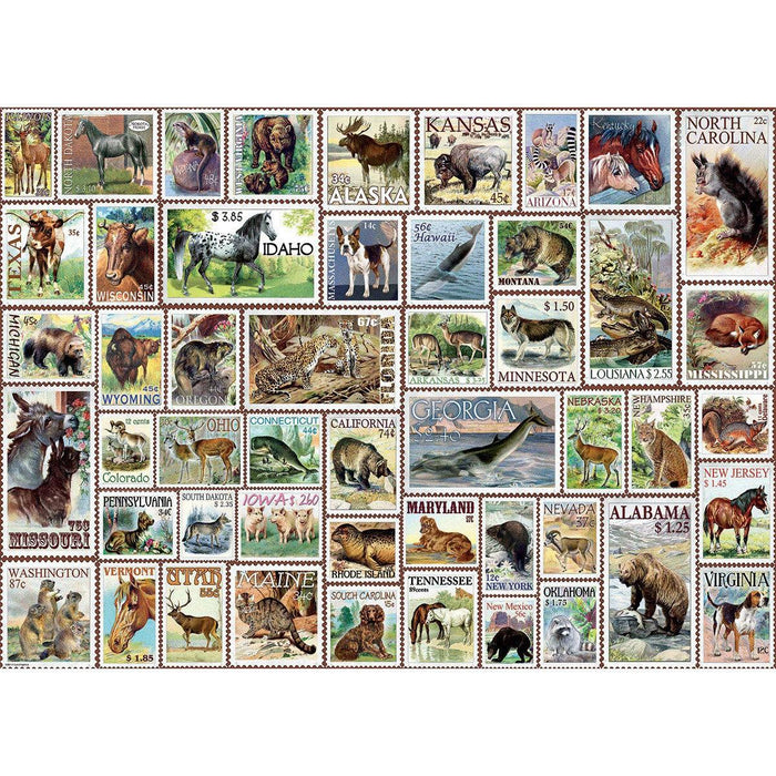 Animals of North America Vintage Stamps 500 Piece Jigsaw Puzzle Eurographics - for just $17.99! 