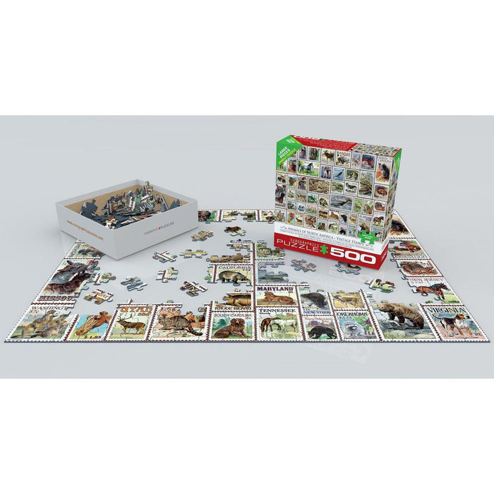 Animals of North America Vintage Stamps 500 Piece Jigsaw Puzzle Eurographics - for just $17.99! 