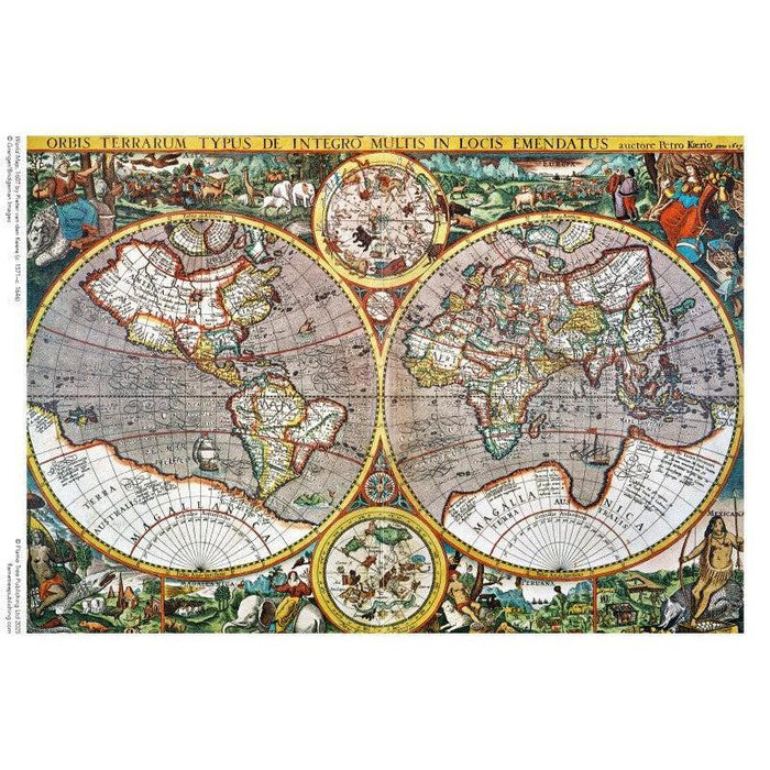 Antique World Map by Pieter van den Keere 1000 Piece Jigsaw Puzzle Flame Tree - for just $19.99! 