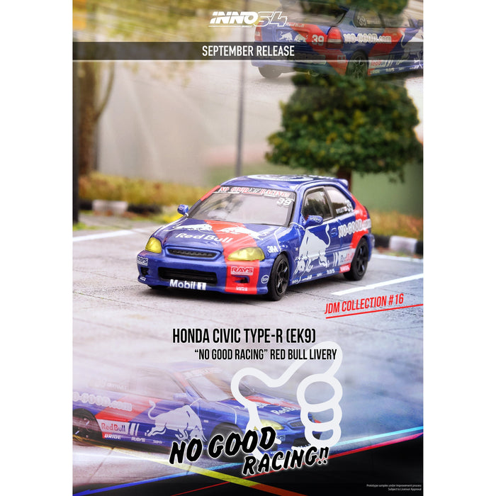 Inno64 Honda Civic Type-R EK9 #39 NO GOOD RACING Red Bull Livery 1:64 IN64-EK9-JDM16 - Premium Honda - Just $24.99! Shop now at Retro Gaming of Denver