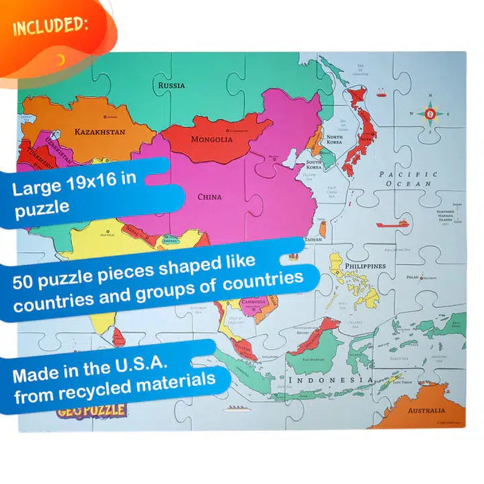 Asia GeoPuzzle 50 Piece Jigsaw Puzzle Geotoys - for just $21.99! 