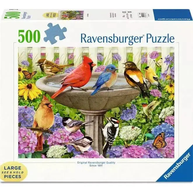At the Birdbath 500 Large Piece Jigsaw Puzzle Ravensburger - for just $24.99! 