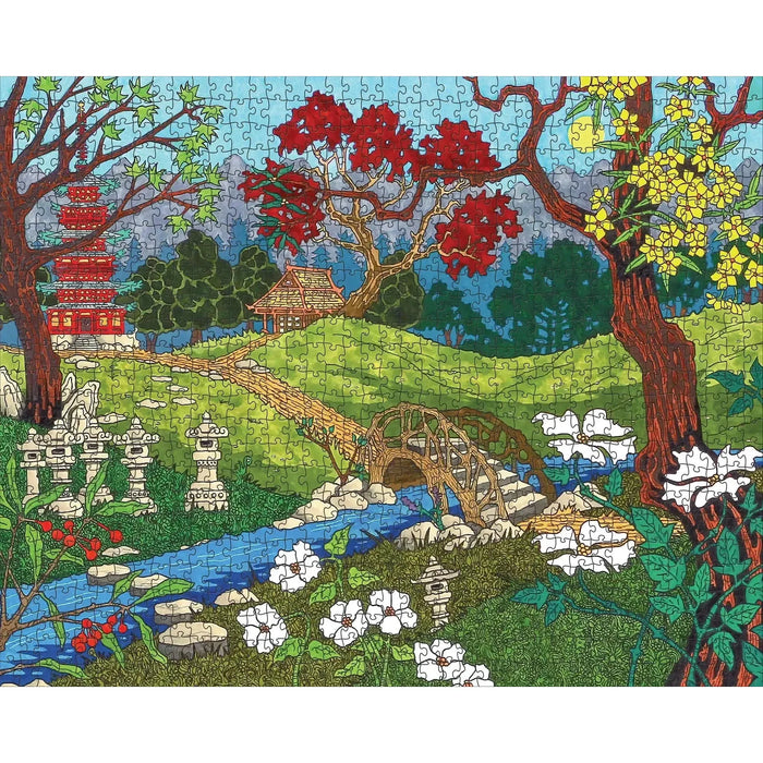 At the Japanese Garden 1000 Piece Jigsaw Puzzle Pomegranate - for just $24.99! 