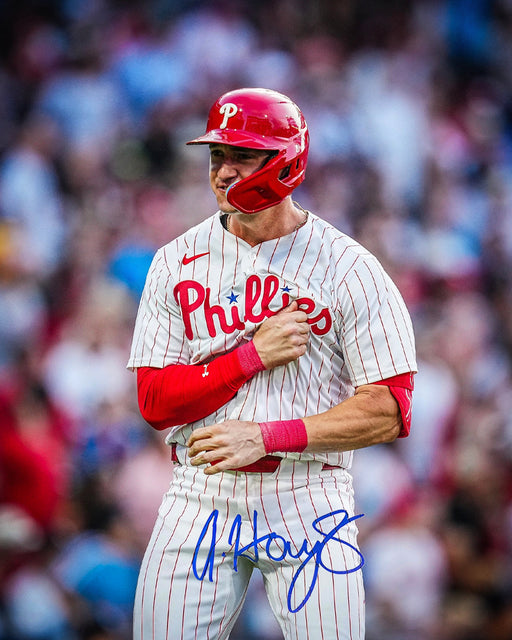 Austin Hays Chest Pound Autographed Philadelphia Phillies 8" x 10" Baseball Photo - for just $49.99! 