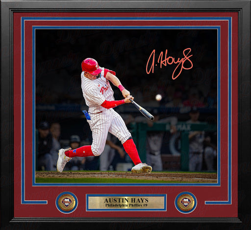 Austin Hays Blackout Swing Autographed Philadelphia Phillies 11" x 14" Framed Baseball Photo - for just $99.99! 