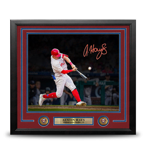 Austin Hays Blackout Swing Autographed Philadelphia Phillies 11" x 14" Framed Baseball Photo - for just $99.99! 