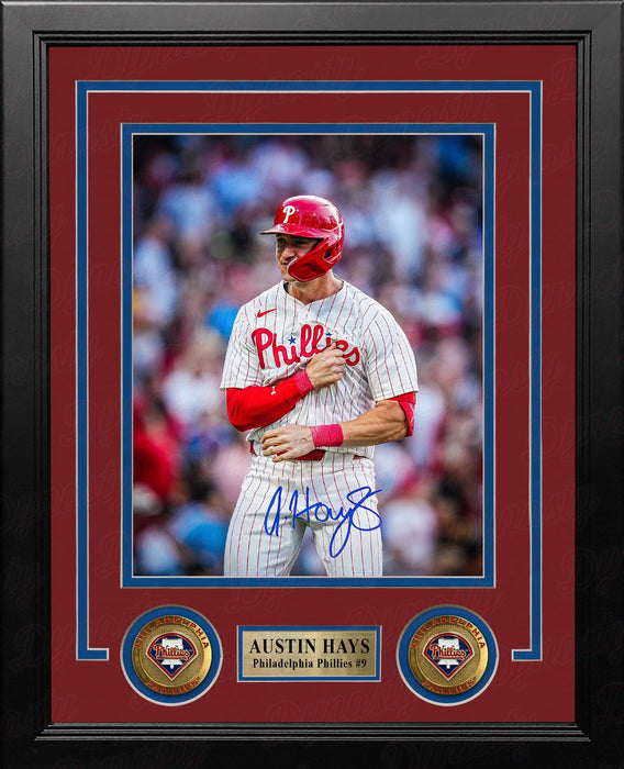 Austin Hays Chest Pound Autographed Philadelphia Phillies 8" x 10" Framed Baseball Photo - for just $79.99! 