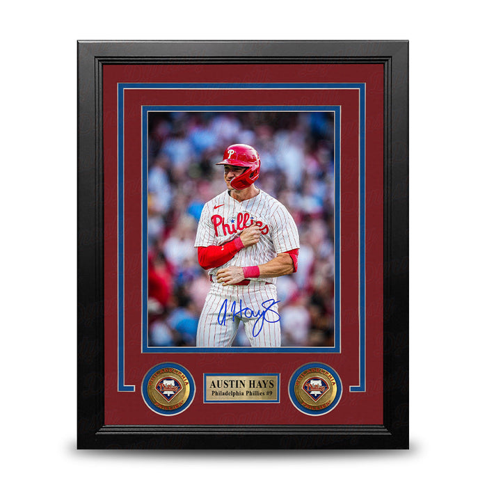 Austin Hays Chest Pound Autographed Philadelphia Phillies 8" x 10" Framed Baseball Photo - for just $79.99! 