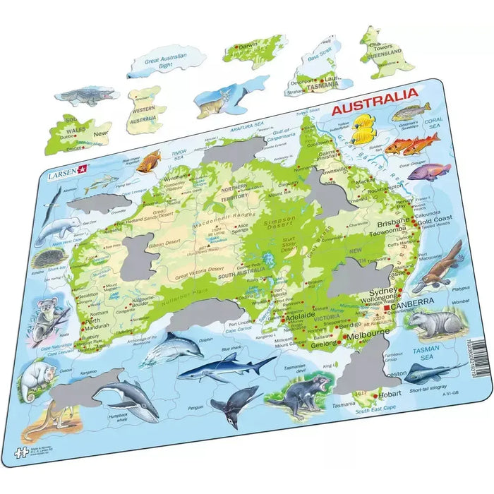 Australia Topographic Map 65 Piece Tray Jigsaw Puzzle Larsen - for just $11.99! 