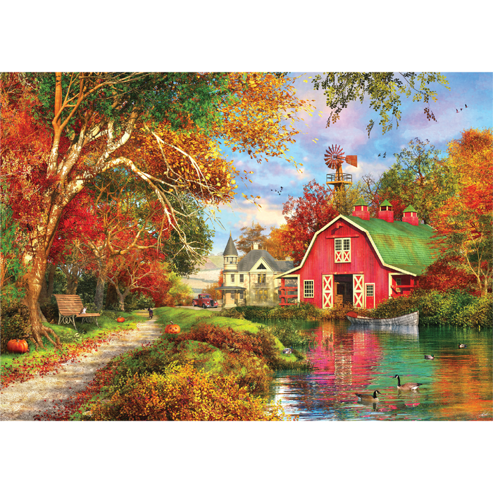 Autumn Barn 500 Piece Jigsaw Puzzle in Shaped Box Springbok - for just $10.99! 