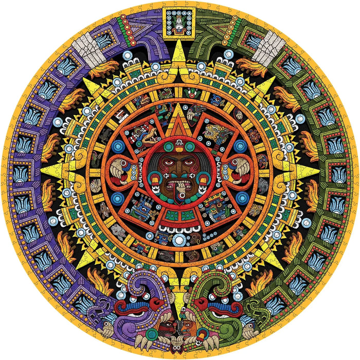 Aztec Sun Stone 1000 Piece Circular Jigsaw Puzzle Pomegranate - for just $24.99! 