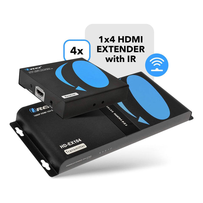 1x4 HDMI Extender Splitter Over CAT5/6 Up to 395 Feet at 1080p with IR Blaster & HDbitT Technology (HD-EX104) - Just $349.99! Shop now at Retro Gaming of Denver