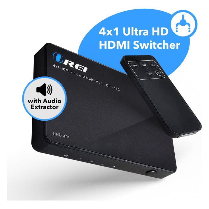 Ultra HD 4x1 HDMI Switch with Audio Extractor & IR Remote (UHD-401) - Just $54.99! Shop now at Retro Gaming of Denver