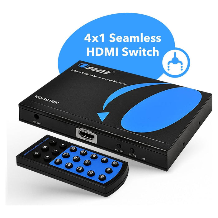 Quad Multi Viewer 4x1 Seamless HDMI Switch With HDMI Output Full HD 1080p (HD-401MR) - Just $64.99! Shop now at Retro Gaming of Denver