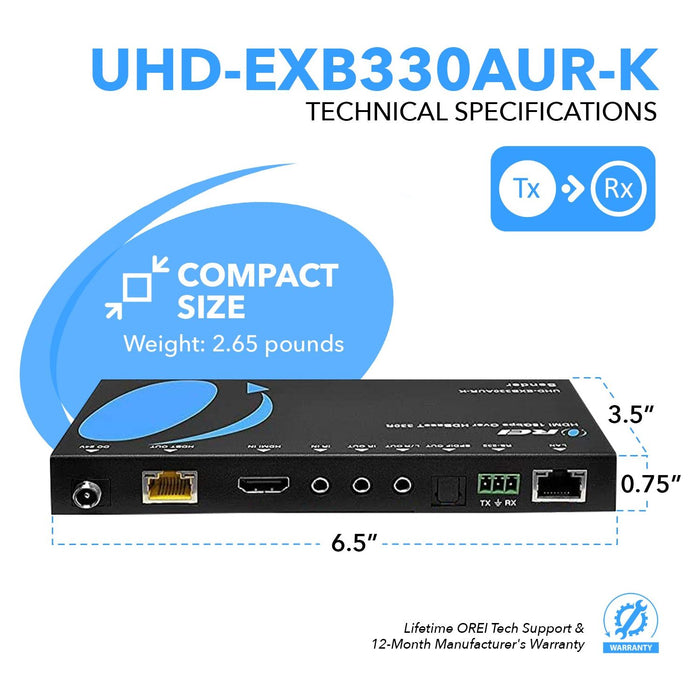 4K HDBaseT HDMI Extender Over CAT5e/6/7 with ARC/eARC & KVM Control up to 330 Ft (UHD-EXB330AUR-K) - Just $389.99! Shop now at Retro Gaming of Denver