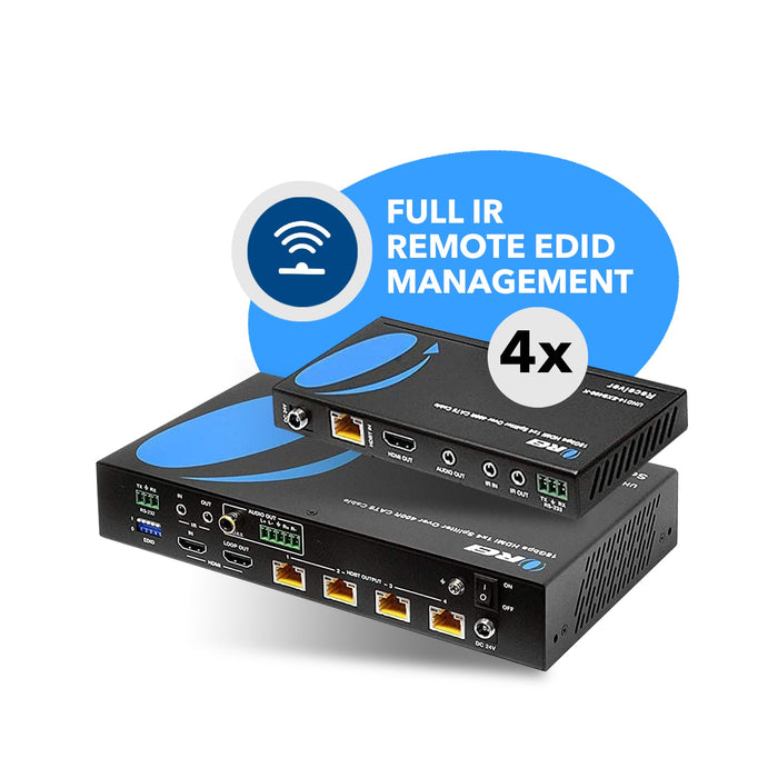 4K UltraHD 1x4 HDMI Extender Splitter Over CAT6/7 Up to 400 Ft with HDBaseT, EDID, IR Control (UHD14-EXB400-K) - Just $489! Shop now at Retro Gaming of Denver