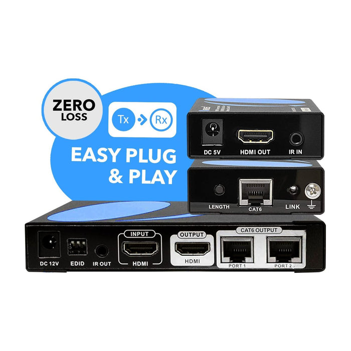 1x2 HDMI Extender Splitter Over CAT6/7 Up to 132 Ft @1080P (HD12-EX132-K) - Just $99.99! Shop now at Retro Gaming of Denver