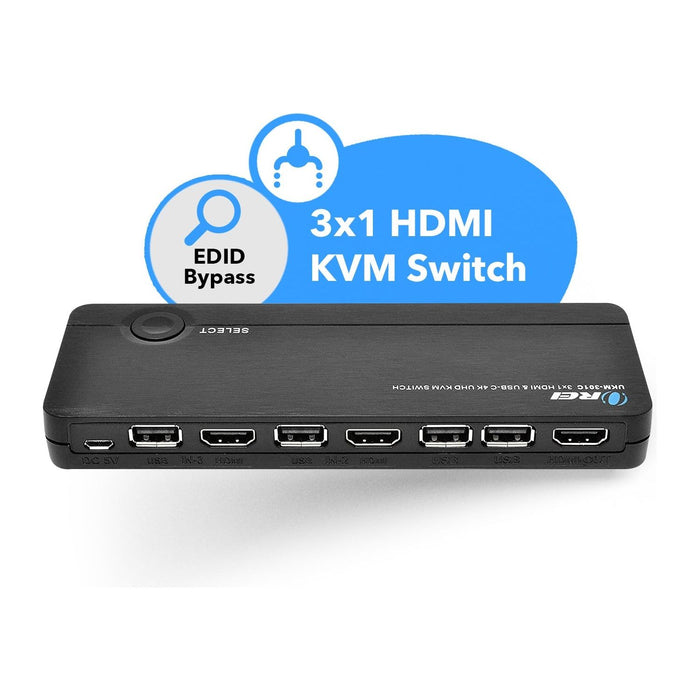 Ultra HD 4K 3x1 HDMI KVM Switch Keyboard & USB Peripheral Control (UKM-301C) - Just $64.99! Shop now at Retro Gaming of Denver