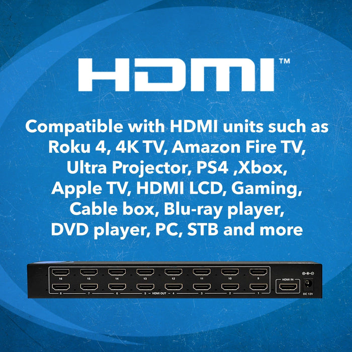 1x16 HDMI Splitter : 1-In 16-Out, 1080p, EDID (HD-1016) - Just $79.99! Shop now at Retro Gaming of Denver