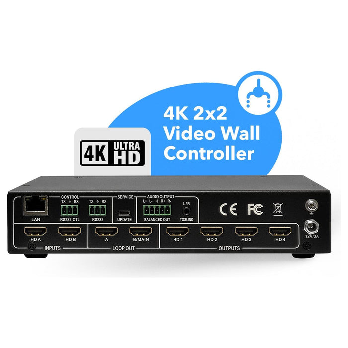 Professional 4K 2x2 Video Wall Controller Seamless HDMI Processor Upto 4K@60hz (UHD-204VW) - Just $449.99! Shop now at Retro Gaming of Denver