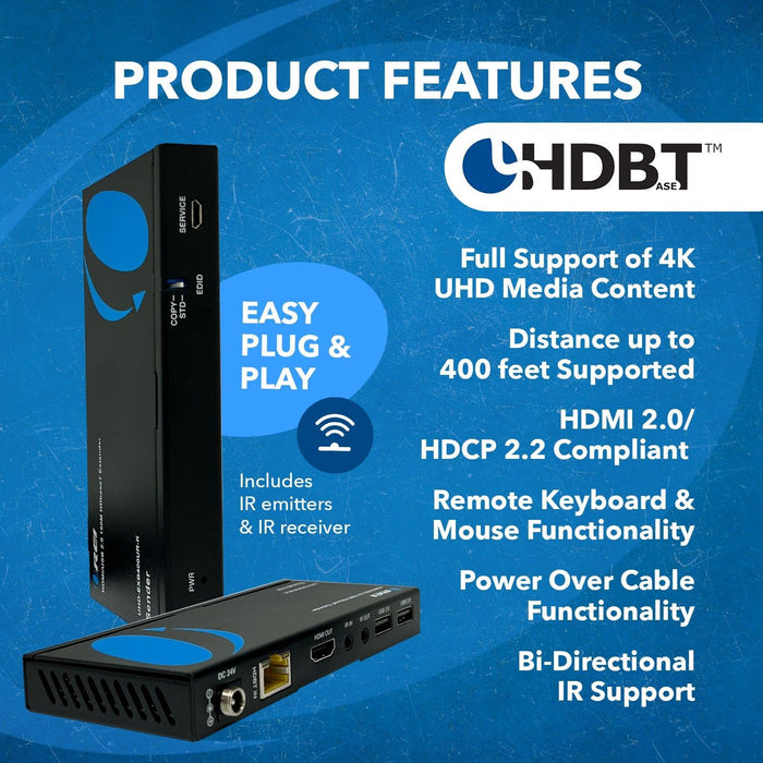 HDMI Extender with HDBaseT Over CAT5e/6/7 Up to 400 Ft - IR Control & Keyboard & Mouse Over Network (UHD-EXB400UR-K) - Just $249.99! Shop now at Retro Gaming of Denver