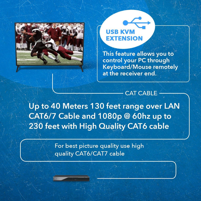 4K HDMI Extender Over CAT6/7 with KVM & HDMI Loop-out 4K@30Hz Up to 130 Ft (EX-230PRO-KVM) - Just $99.99! Shop now at Retro Gaming of Denver